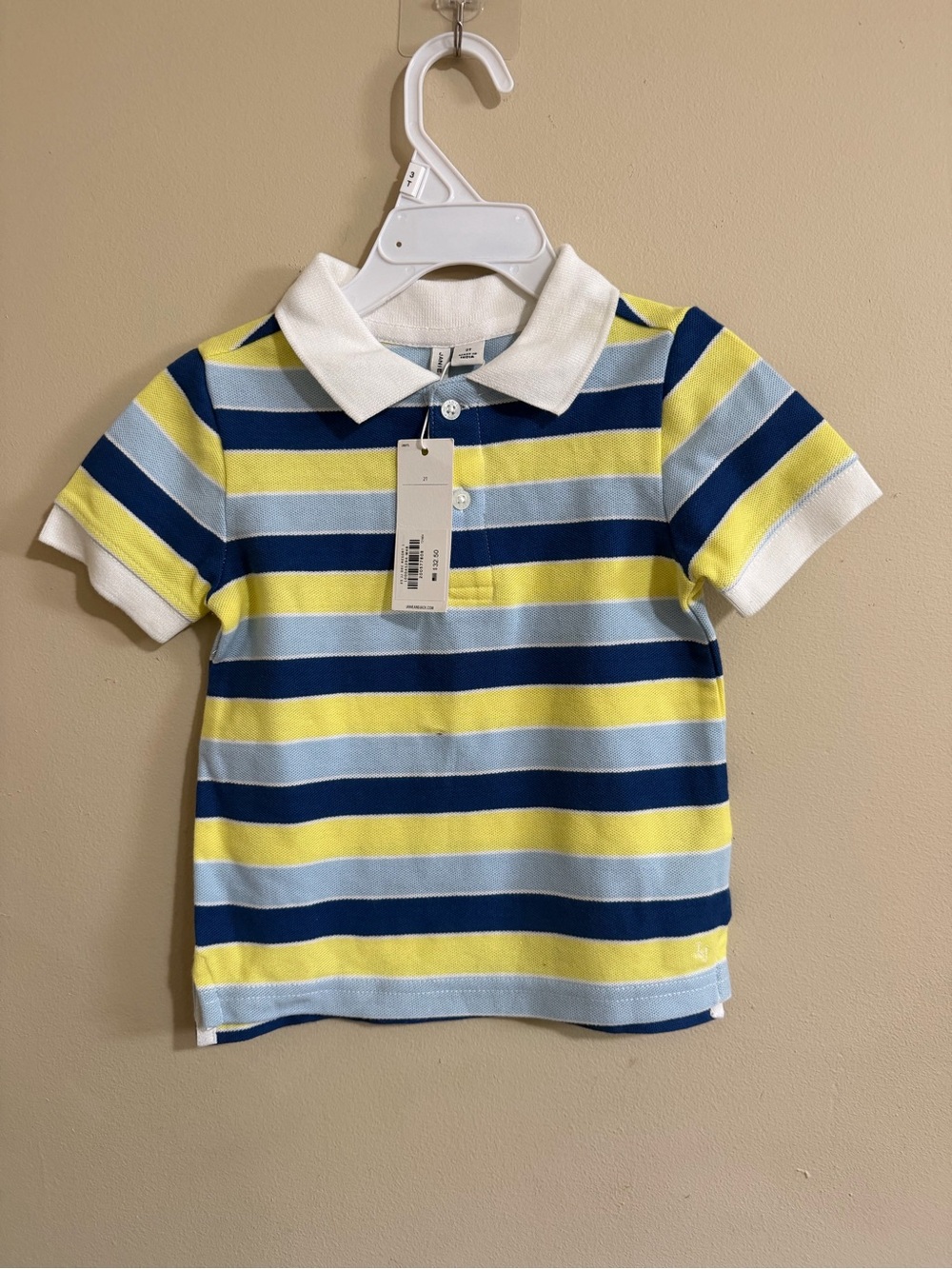 Janie and Jack Striped Polo in Yellow, Navy & Light Blue